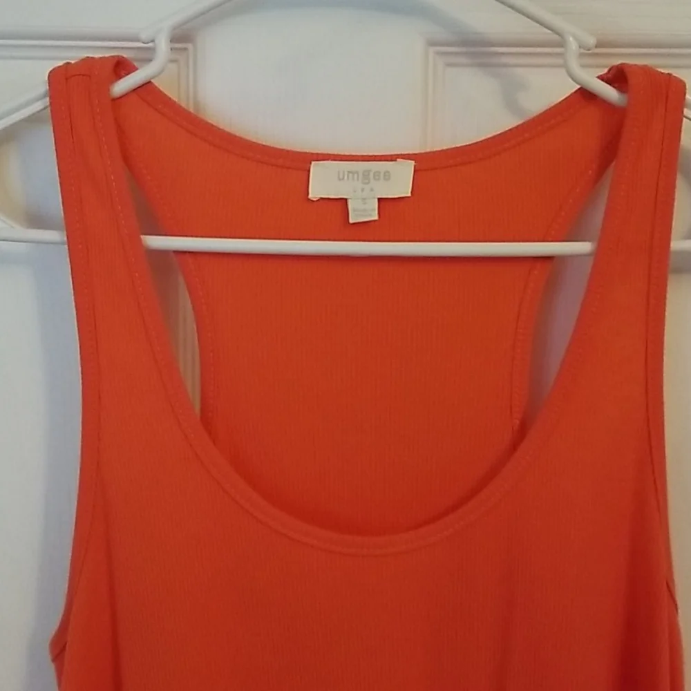 Umgee Orange Racerback Ruffled Hem Tank Tunic - Picture 2 of 7
